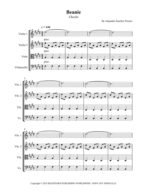 Beanie (Arr. Wesley S. SIlva) - Chezile (String Quartet)