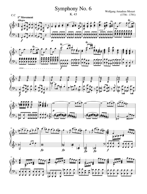 Symphony No. 6 in F major, K. 43 – Wolfgang Amadeus Mozart