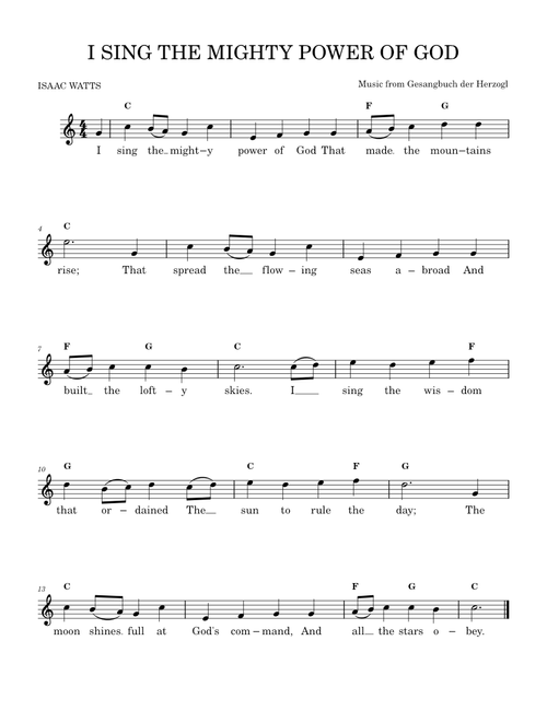I Sing the Mighty Power of God – Isaac Watts I Sing the Mighty Power of God