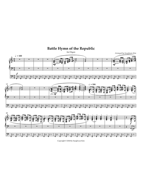Battle Hymn of the Republic (Arr. Sunghwan Kim) (Instrumental Solo)