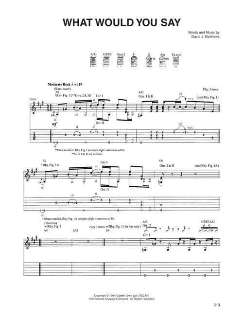 What Would You Say - Dave Matthews Band (Guitar Tab)