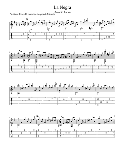 Antonio Lauro - La Negra – guitar TAB