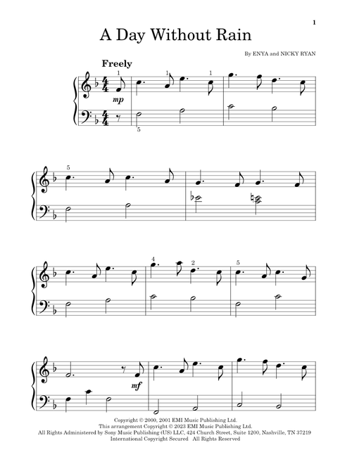 A Day Without Rain - Enya (Beginning Piano Solo)
