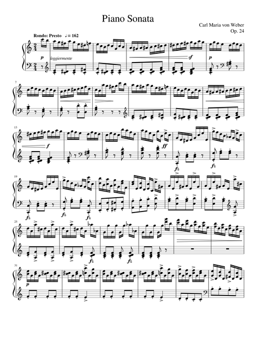 Piano Sonata No. 1 IV- Rondo, Presto (Carl Maria von Weber)