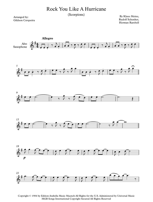 Rock You Like A Hurricane (Arr. Gildson Cerqueira) - Scorpions (Alto Sax Solo)