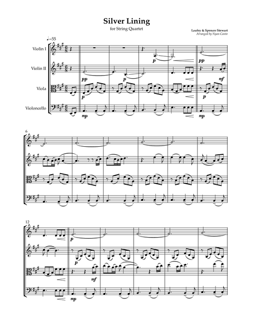 Silver Lining (Arr. Nyan Canto) - Laufey (String Quartet)
