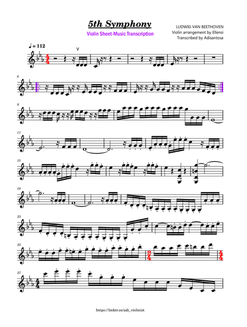 5th Symphony (Arr. Adisantosa) - Beethoven (Violin Solo)