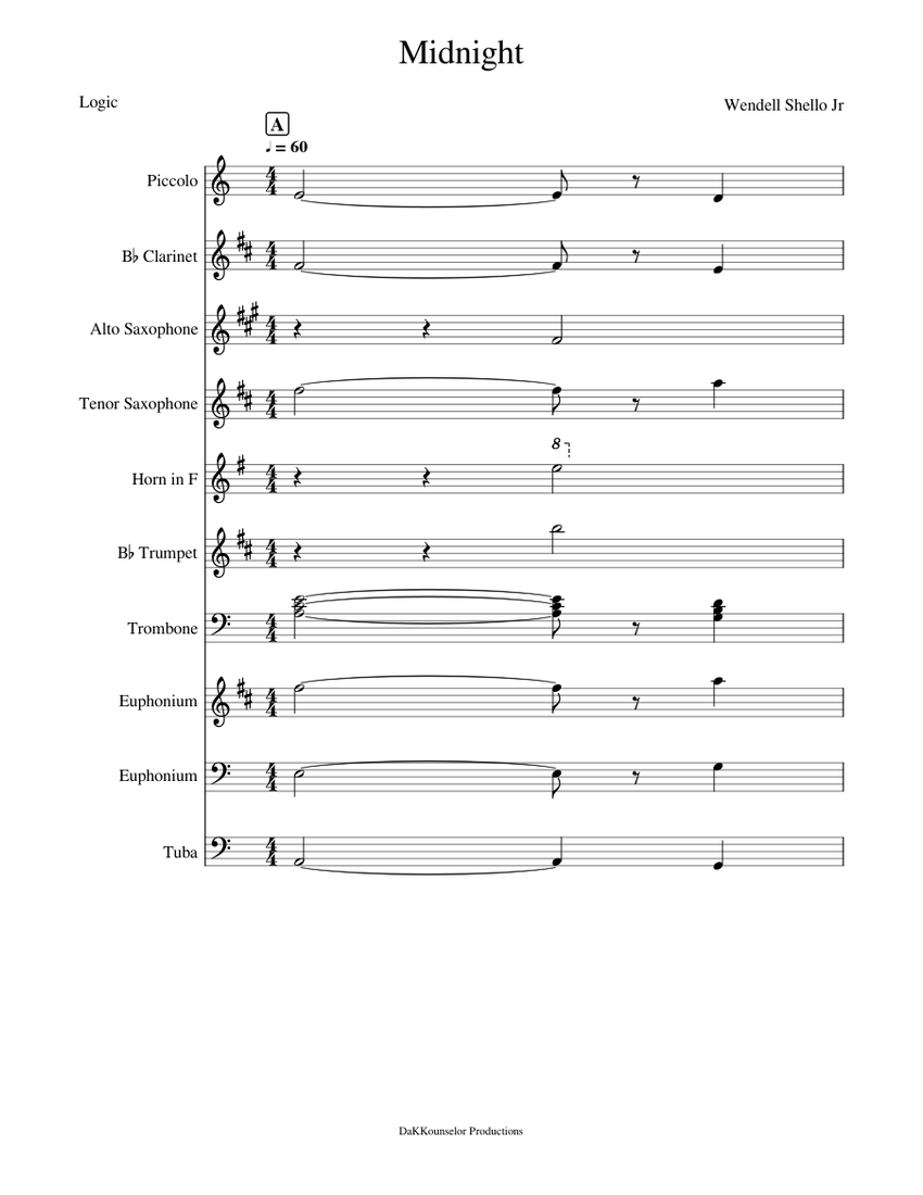 Midnight Logic Sheet Music For Trombone Euphonium Tuba Flute Piccolo And More Instruments 