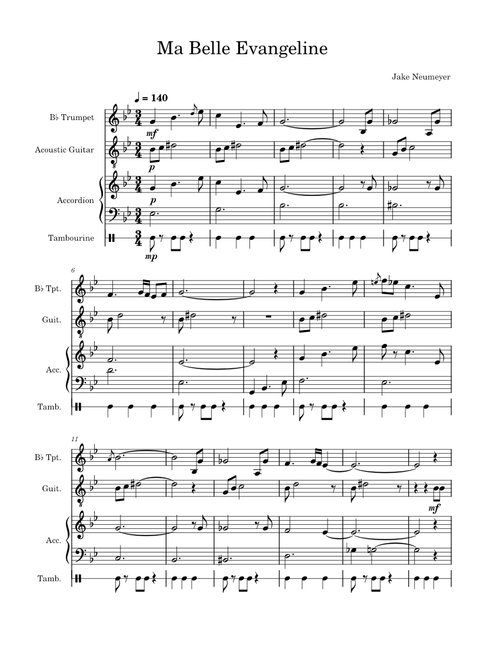 Ma belle evangeline – Randy Newman - for mixed ensemble