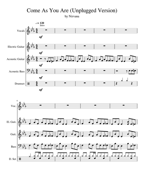 Come As You Are (Unplugged) - Nirvana (Full Transcription)