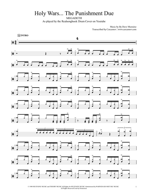 Holy Wars...the Punishment Due (Arr. Realsongbook) - Megadeth (Drums)