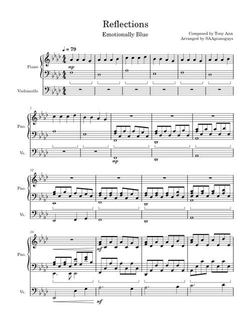REFLECTIONS – Tony Ann Cello Piano Duet