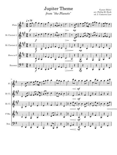 Jupiter Theme Woodwind Quintet