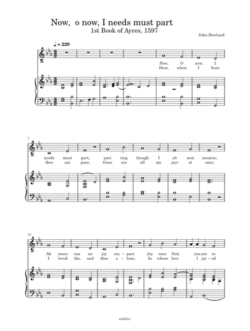 Now, O, now, I needs must part – John Dowland