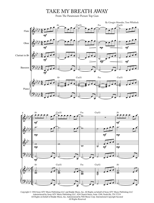Take My Breath Away (love Theme) (Arr. Karen Gueiros) - Berlin (Small Ensemble)