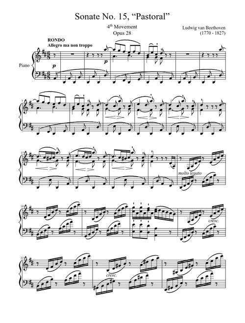 Sonate No. 15, “Pastoral” 4th Movement