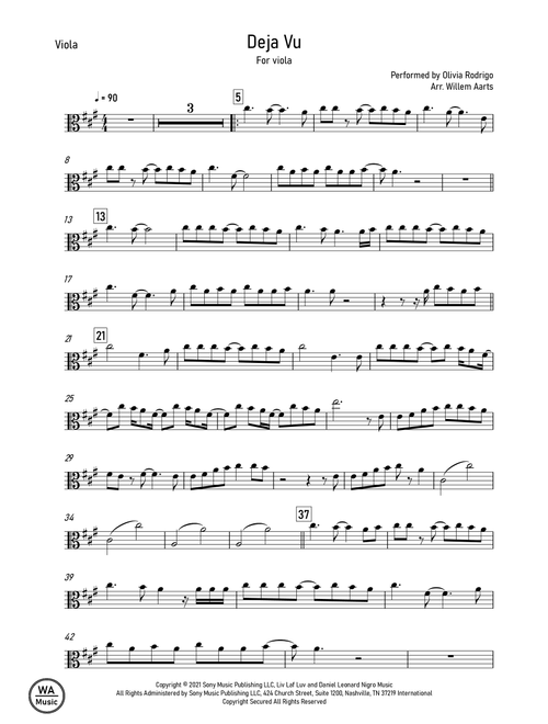 Deja Vu (Arr. Willem Aarts) - Olivia Rodrigo (Viola Solo)