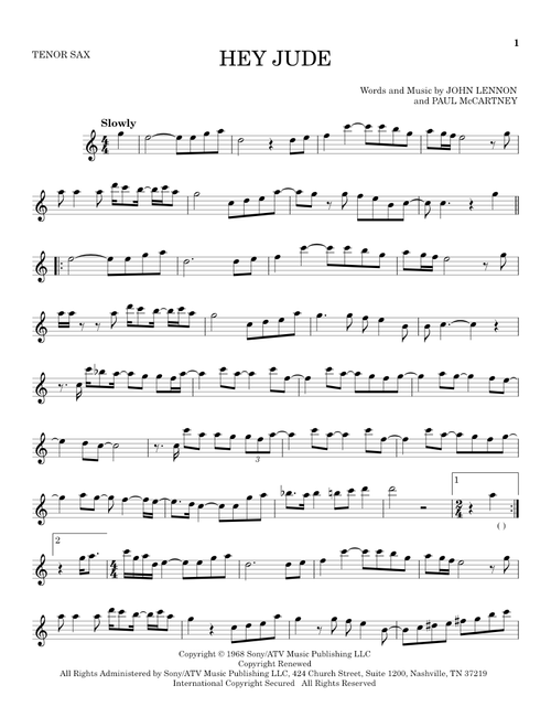 Hey Jude - The Beatles (Tenor Sax Solo)