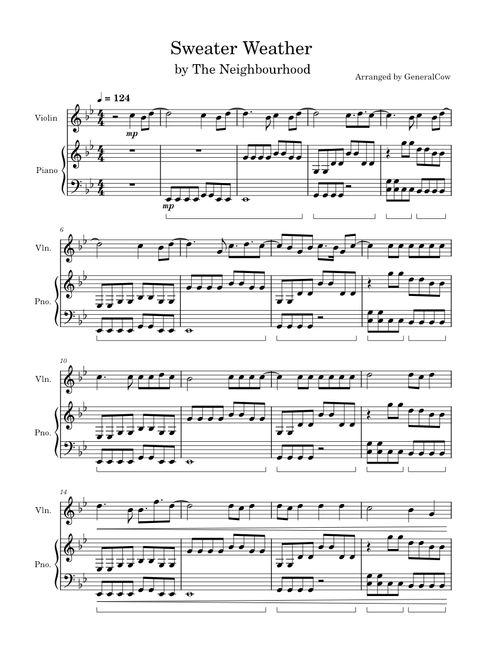 Sweater weather – The Neighbourhood (Violin Solo w/ Piano Accompaniment)