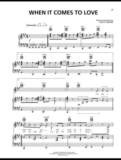 When It Comes To Love - Big Bad Voodoo Daddy (Piano-Vocal-Guitar)
