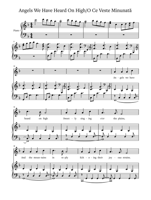 Angels We Have Heard on High/O Ce Veste Minunată (Arr. Ashley Loveless) - Traditional (Voice Duet and Piano)