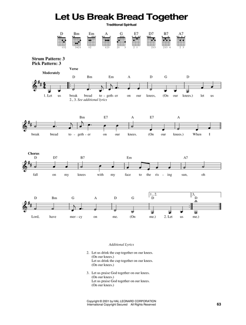 Let Us Break Bread Together - Traditional Spiritual (Easy Guitar)