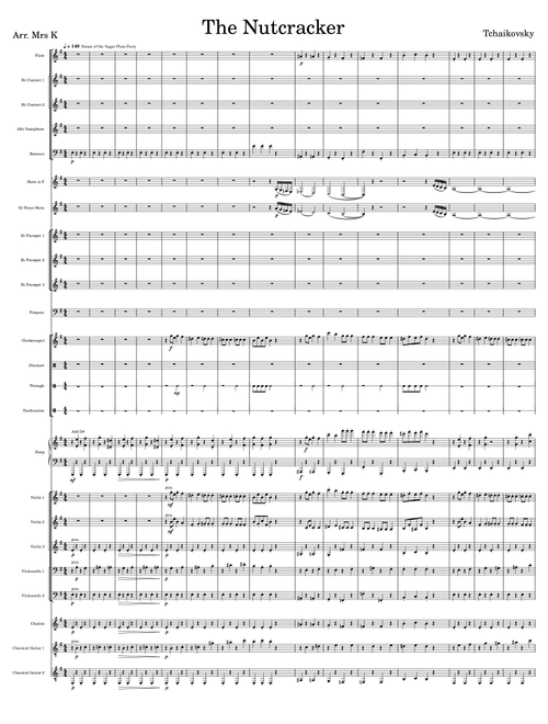 The Nutcracker - Dance of the Sugar Plum Fairy, Waltz of the Flowers & Trepak - Score Only (Arr. Mrs K) - Tchaikovski (Full Orchestra)