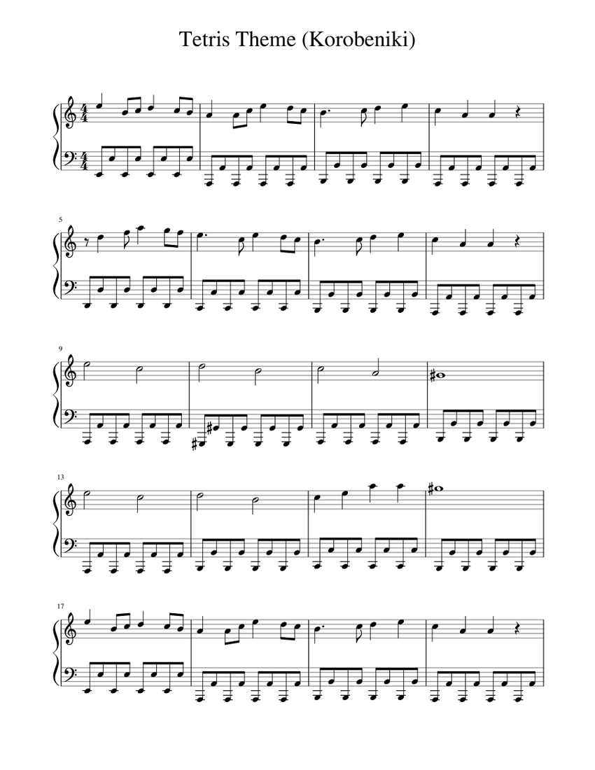 Tetris Theme (Korobeniki) Easy to play Sheet music for Piano (Solo) |  