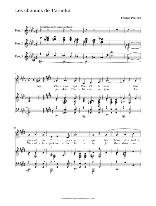Poulenc Les Chemins de l'amour