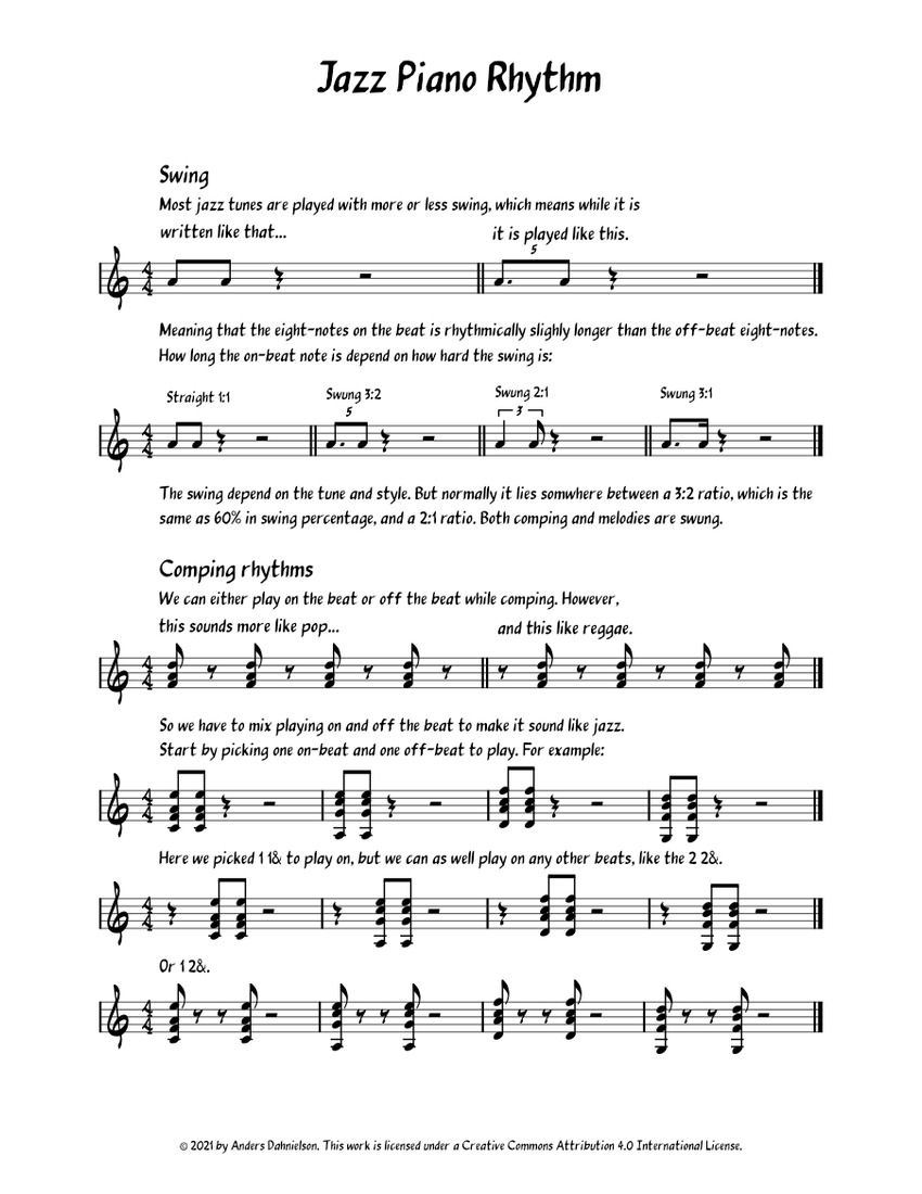 Piano swing rhythm outlet