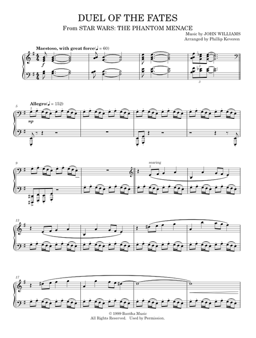 Duel of the fates (From Star Wars: The Phantom Menace) – John Williams (Piano Solo)
