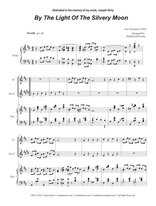 By The Light Of The Silvery Moon (Duet for Flute and Bb-Clarinet) (Arr. Stephen DeCesare) (Instrumental Duet and Piano)