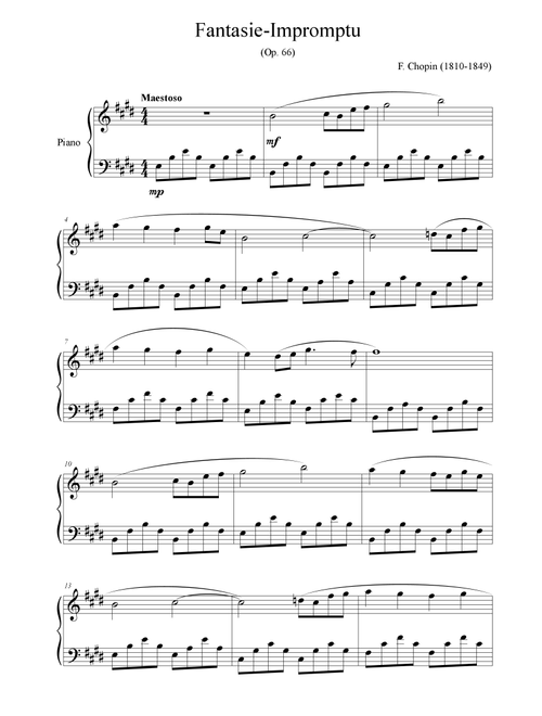 Fantaisie-Impromptu (Op. 66) - for piano solo (Easy) (Arr. Passoni Music) - Fréderic Chopin (1810-1849) (Piano Solo)