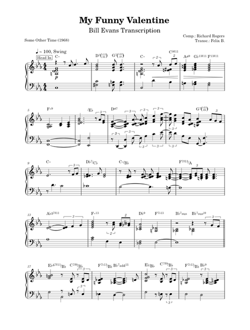 My Funny Valentine – Bill Evans (Transcription)