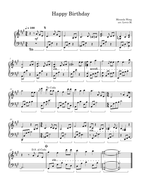 Happy Birthday (Sonata version)