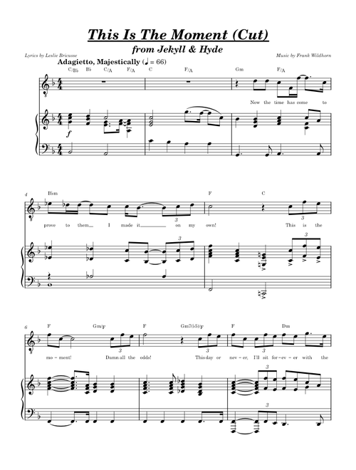 This Is The Moment – Jekyll & Hyde Musical, Leslie Bricusse (Cut)