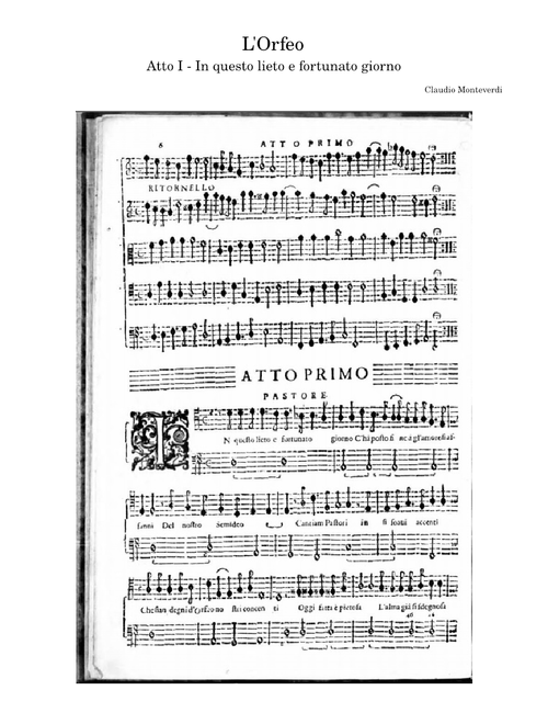 L'Orfeo - Atto primo: In questo lieto e fortunato giorno – Claudio Monteverdi