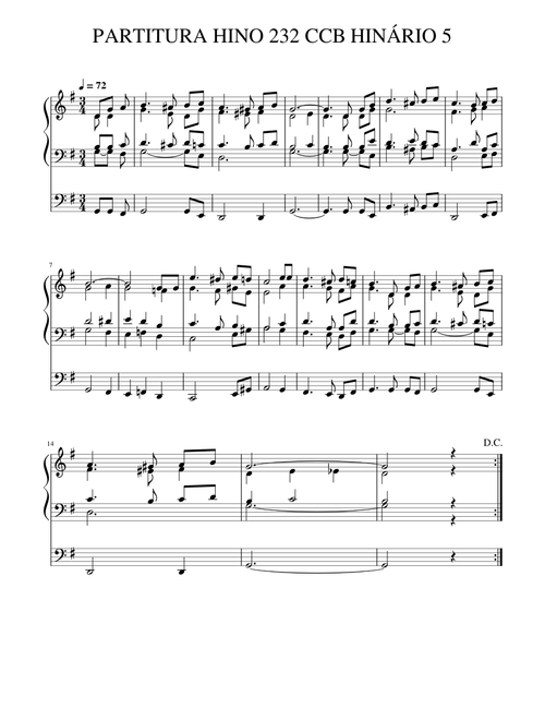 PARTITURA HINO 232 CCB HINÁRIO 5