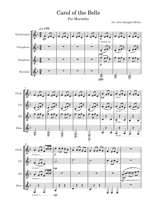 Carol of the Bells for Percussion Ensemble