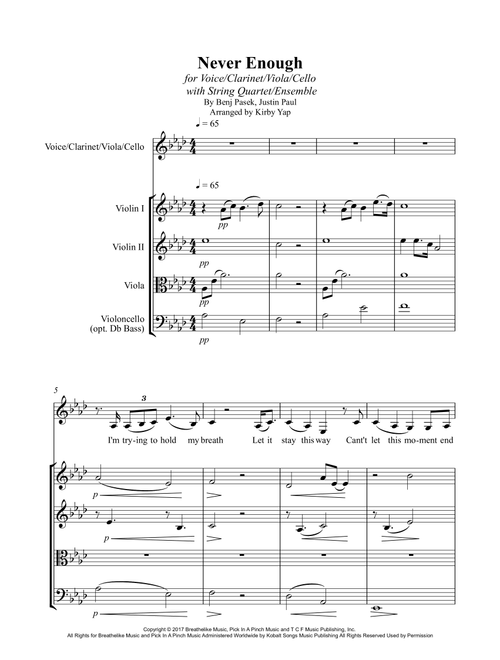 Never Enough (Arr. Kirby Yap) - Justin Paul, Benj Pasek (Large Ensemble)