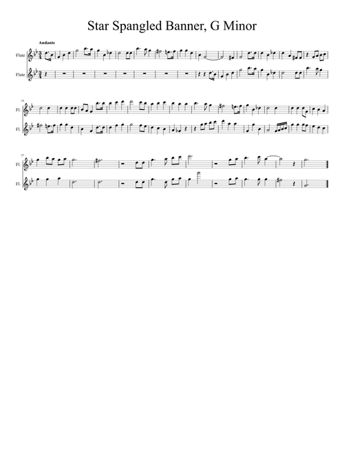 Star Spangled Banner Flute Duet, Minor Key