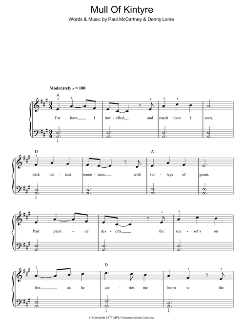 Mull Of Kintyre - Paul McCartney & Wings, Paul McCartney (Easy Piano)