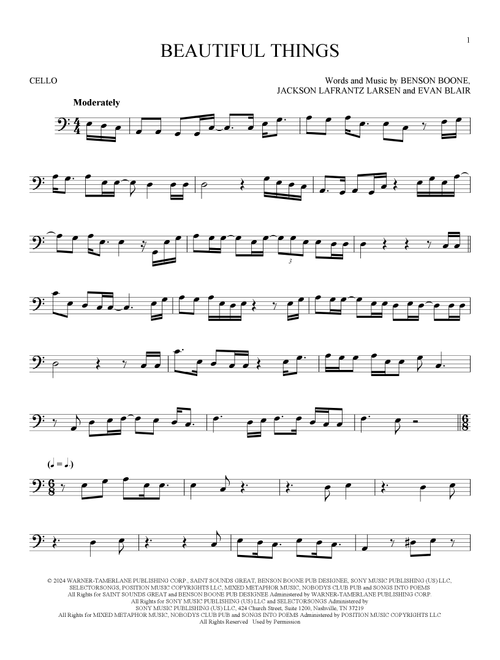 Beautiful Things - Benson Boone (Cello Solo)