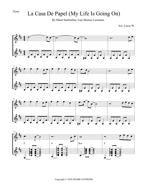 La Casa De Papel (my Life Is Going On) (Arr. Lucas A. Welp) - Ivan Marinez Lacamara, Manel Santisteban (Instrumental Duet)