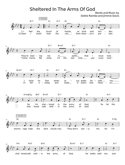 Sheltered in the arms of god - Dottie Rambo
