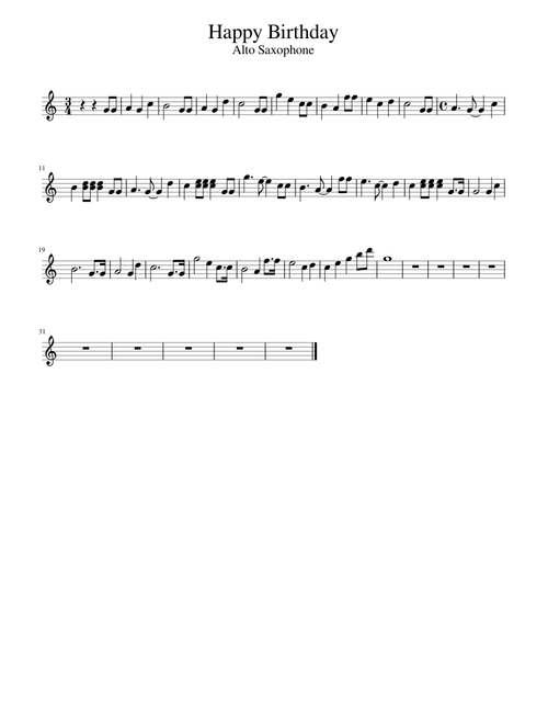 Happy Birthday Alto Saxophone