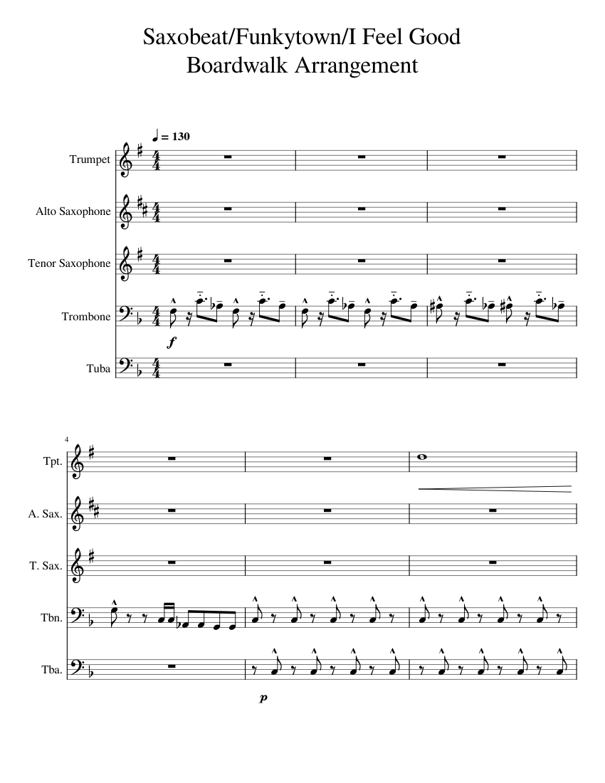 Saxobeat/Funkytown/I Feel Good Boardwalk Arrangement Sheet music for