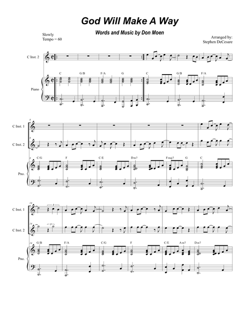 God Will Make A Way (Arr. Stephen DeCesare) - Don Moen (Instrumental Duet and Piano)