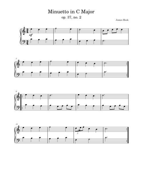 Minuetto in C Major, op. 37, no. 2 – James Hook