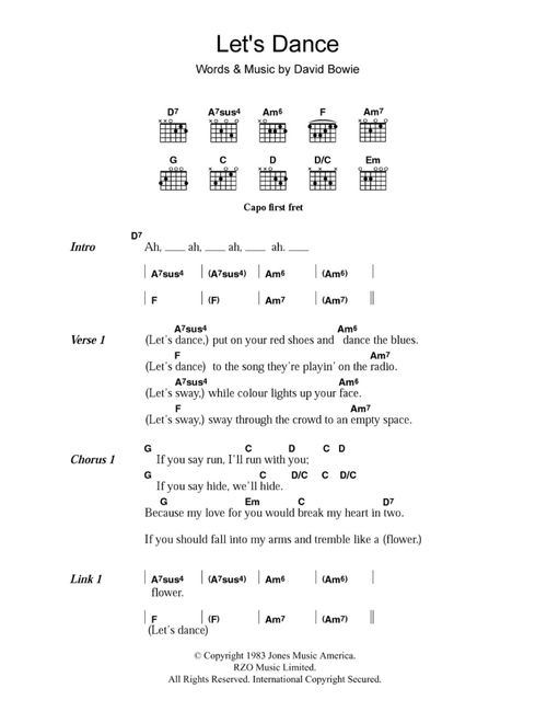 Let's Dance - David Bowie (Guitar Chords-Lyrics)